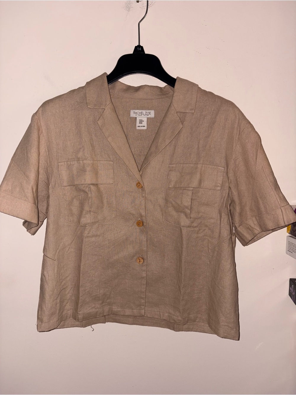 Rachel Zoe linen blend top size M